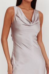 Cecilia Cowl Neck Drape Back Maxi Dress Smoke