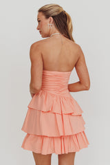 Destini Strapless Layered Frill Mini Dress Blush