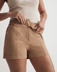 Zip-Front Tapered Shorts