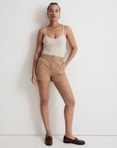 Zip-Front Tapered Shorts