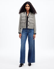Flap-Pocket Field Jacket in Herringbone
