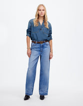 Denim Popover Tunic Shirt in Ector Wash