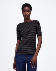 Ribbed Boatneck Tee in Stripe