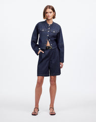 Pleated Denim Trouser Short in Essex Wash