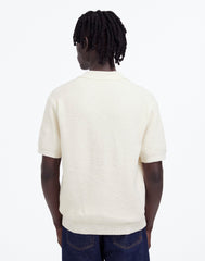 Waffle-Knit Johnny-Collar Sweater Polo