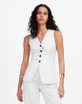 Cutaway Vest in Pinstripe Linen Blend