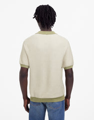 Honeycomb Stitch Johnny-Collar Sweater Polo