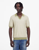 Honeycomb Stitch Johnny-Collar Sweater Polo