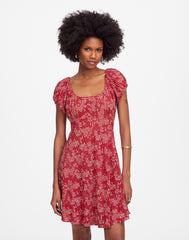 Ruched Scoopneck Mini Dress in Floral