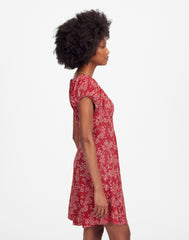 Ruched Scoopneck Mini Dress in Floral