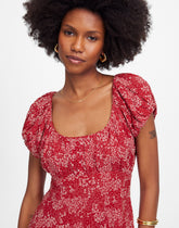 Ruched Scoopneck Mini Dress in Floral
