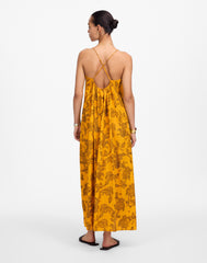 U-Neck Crossback Maxi Dress in Paisley