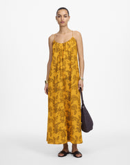U-Neck Crossback Maxi Dress in Paisley