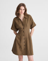 The Perry Mini Shirtdress in 100% Linen