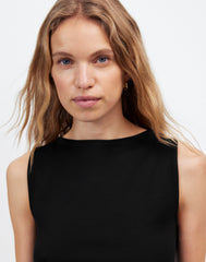 Sleeveless Boatneck Side Slit Tee