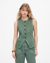 Twill Crewneck Vest in Garment Dye