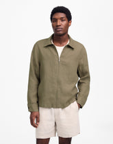 Linen Zip-Front Shirt Jacket