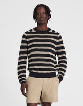 Mesh-Knit Crewneck Sweater in Lightweight Cotton-Linen Blend