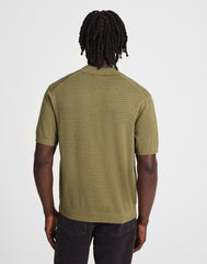 Pointelle-Stitch Johnny-Collar Sweater Polo
