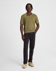 Pointelle-Stitch Johnny-Collar Sweater Polo