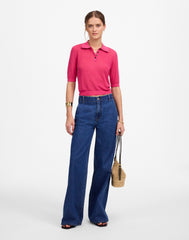 Short-Sleeve Polo Sweater Tee