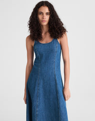 Denim Scoopneck Midi Dress