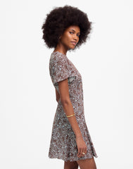 Button-Front Mini Dress in Floral
