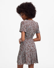 Button-Front Mini Dress in Floral