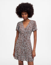 Button-Front Mini Dress in Floral