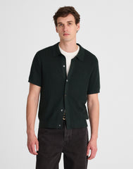 Tuck-Stitch Button-Up Sweater Polo