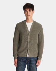 Cotton Shaker-Stitch Cardigan