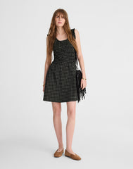 Ruffled Scoopneck Mini Dress in Dot