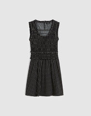 Ruffled Scoopneck Mini Dress in Dot