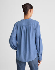 Stand-Collar Button-Up Shirt in Flannel