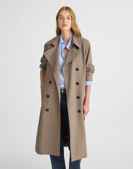 Double-Breasted Trench Coat in Plaid