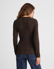Textural Cutaway Crewneck Cardigan