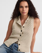 Ruffled Sleeveless Cardigan Top