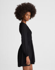 Long-Sleeve Smocked Mini Dress