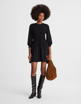 Long-Sleeve Smocked Mini Dress