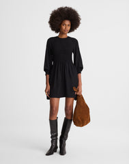 Long-Sleeve Smocked Mini Dress