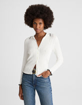 Ruffle-Trim Pointelle Cardigan