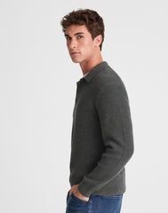 Shaker-Stitch Sweater Polo