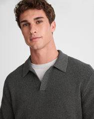 Shaker-Stitch Sweater Polo