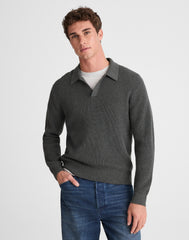Shaker-Stitch Sweater Polo