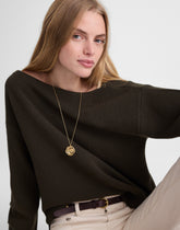 Wide-Cuff Boatneck Sweater in Merino Wool