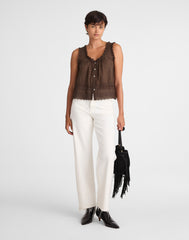 Embroidered Scalloped Tank
