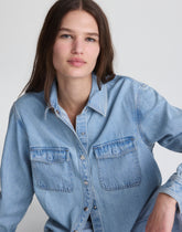 Airy Denim Relaxed Shirt-Jacket