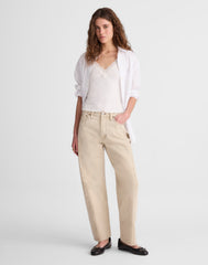 Short Pieced Barrel-Leg Jeans
