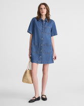 Airy Denim Boxy Mini Shirtdress