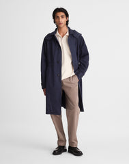 Hooded Officer Coat in Cotton Poplin